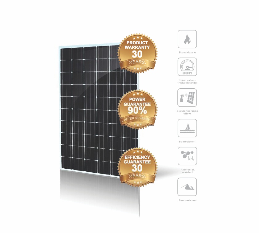 Våra solceller kommer med marknadens bästa produktgaranti.